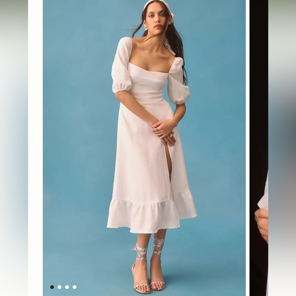 Reformation Belgium Dress White linen size 4 NWOT